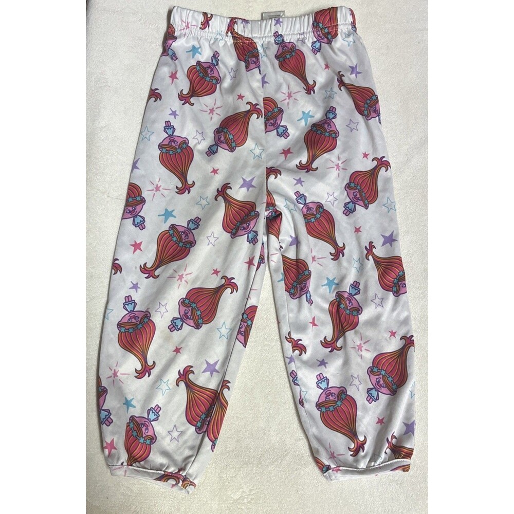 Trolls Toddler Girls Size 2T Balloon Pajama Pants White Red Pink Hair Elastic